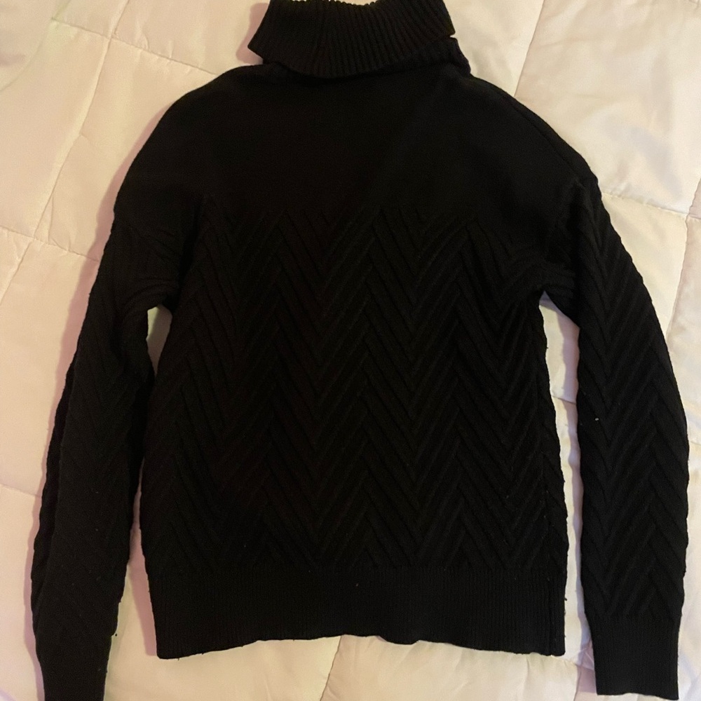 Cozy Black Chevron Turtleneck Sweater